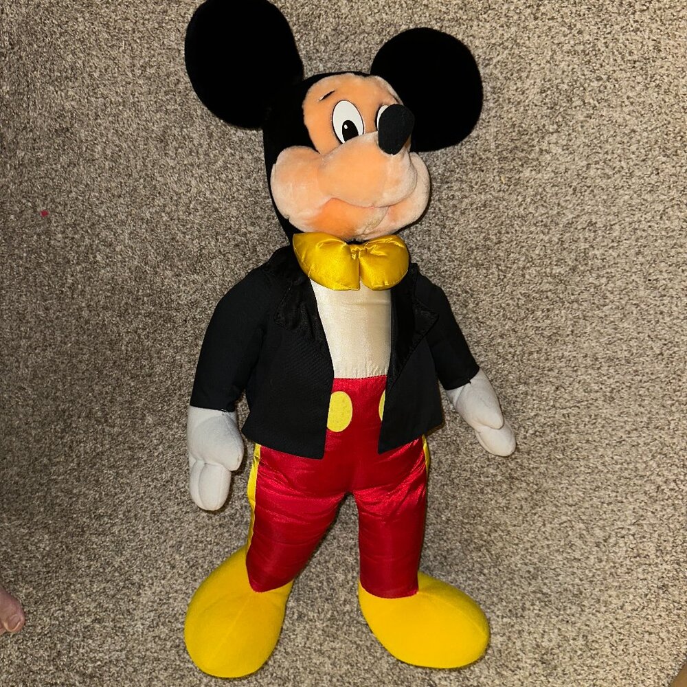 Vintage Walt Disney Mickey Mouse Plush 26" Applause Tuxedo Bow Tie JUMBO EUC